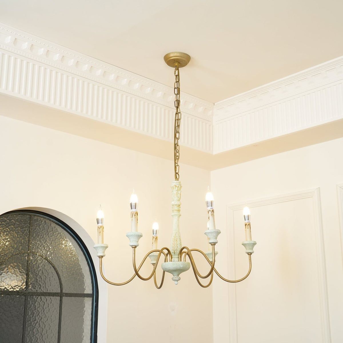 Ljomuvyi Lustre Traditionnel En Métal Et Bois De Style Ferme
