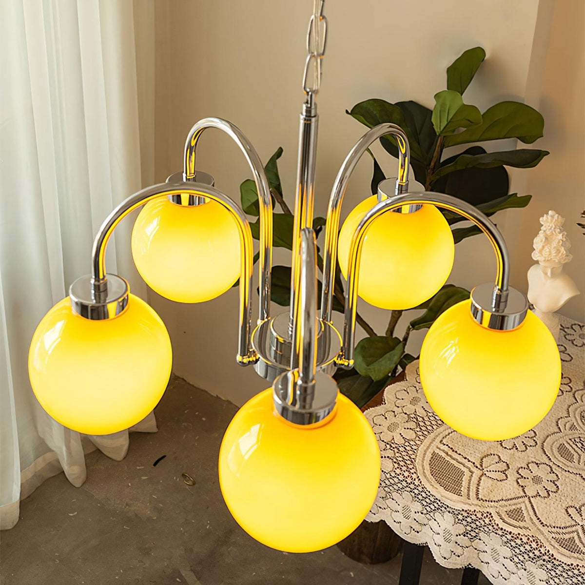 Iseleya Lustre Boules en Verre Jaune