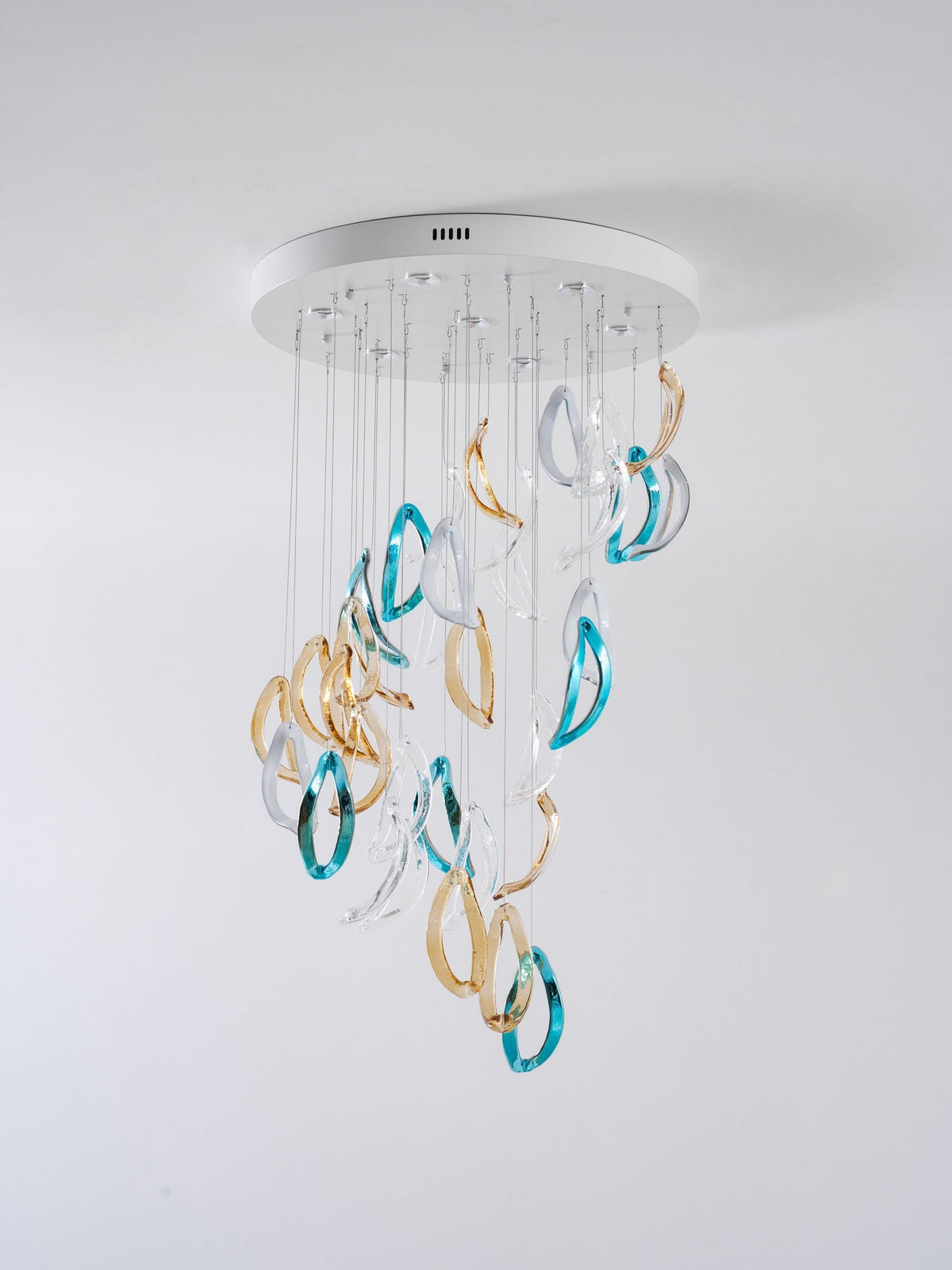 Aqua Ripple Glass Art Customize Chandelier-Neutral Decor