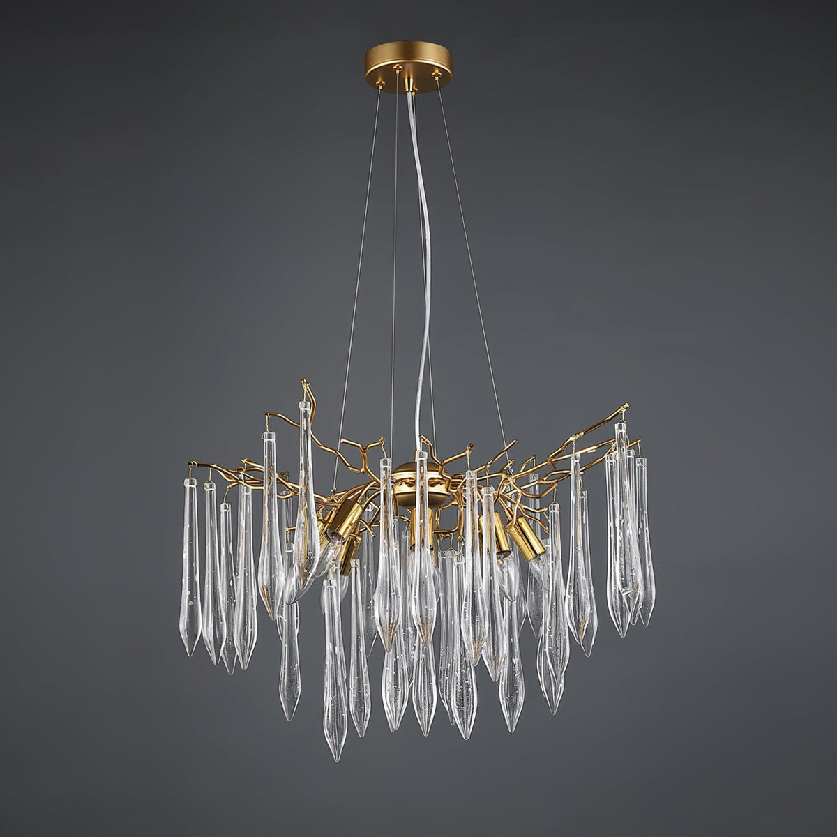 Zevivia Lustre Branches Cristal Suspension Sculpturale Artistique