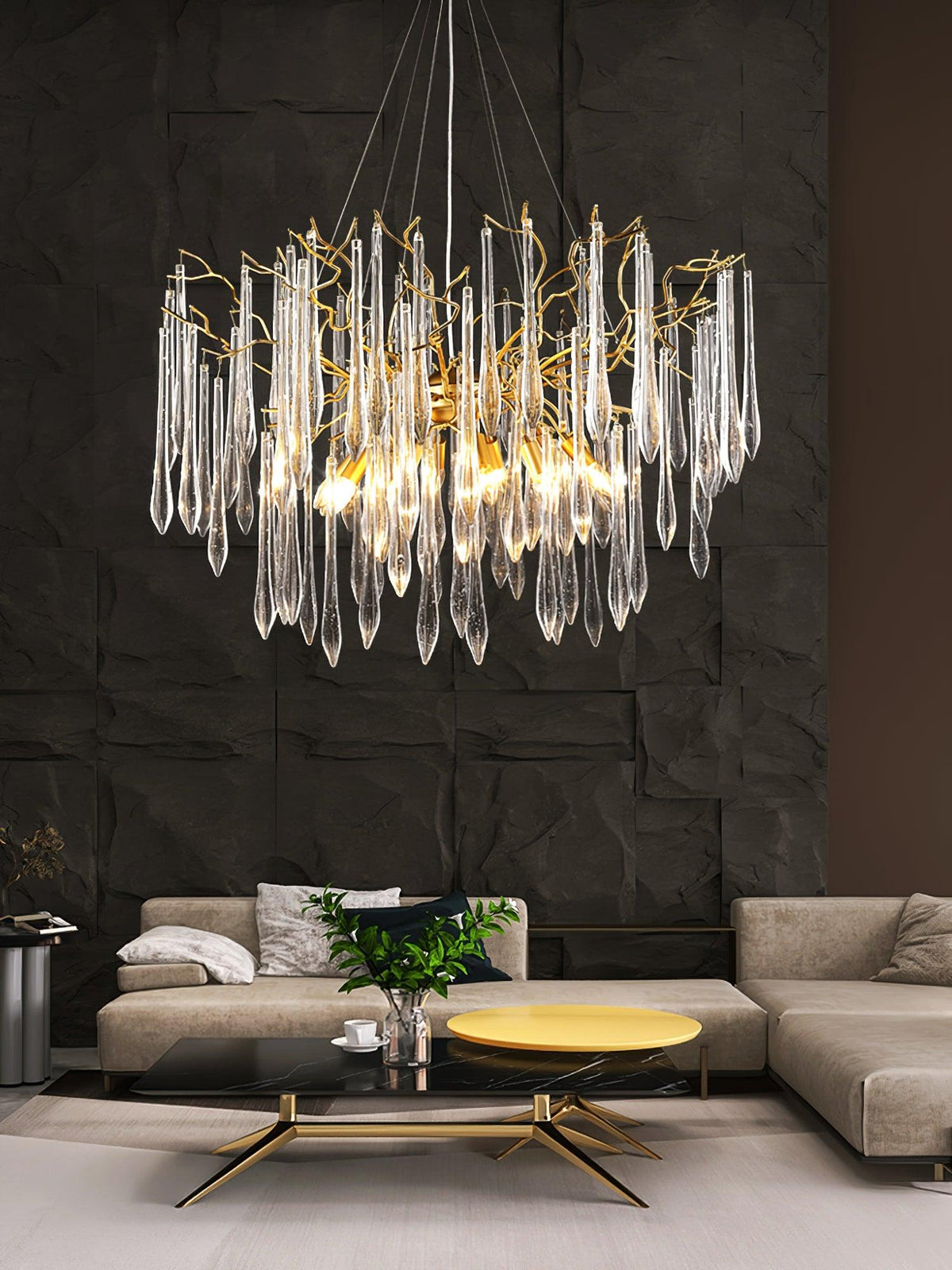 Zevivia Lustre Branches Cristal Suspension Sculpturale Artistique