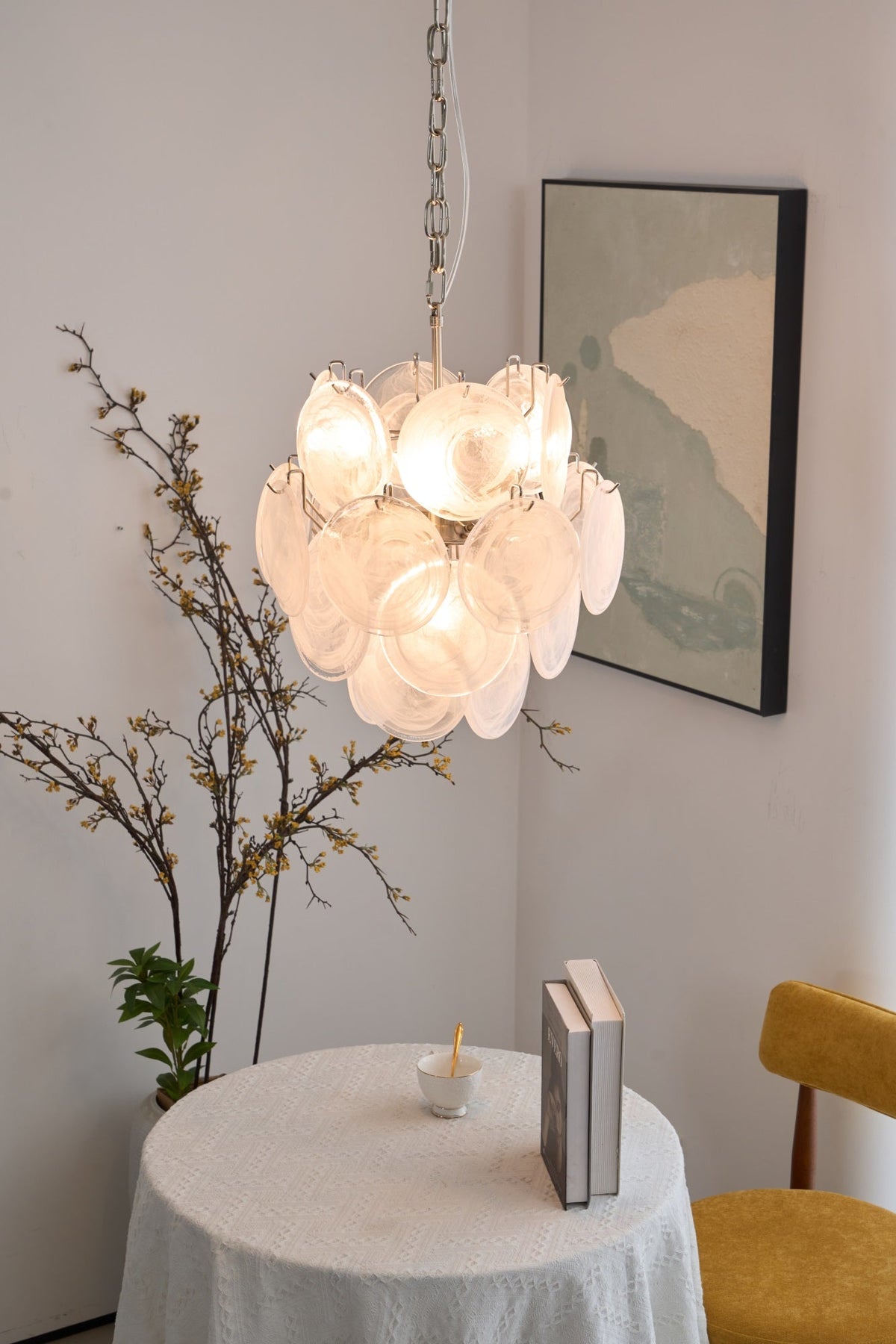 Melenna Lustre Abricot Murano Verre Disque Superposé Artistique
