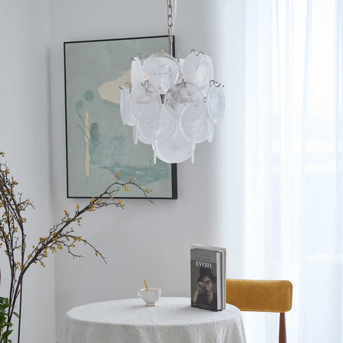 Melenna Lustre Abricot Murano Verre Disque Superposé Artistique