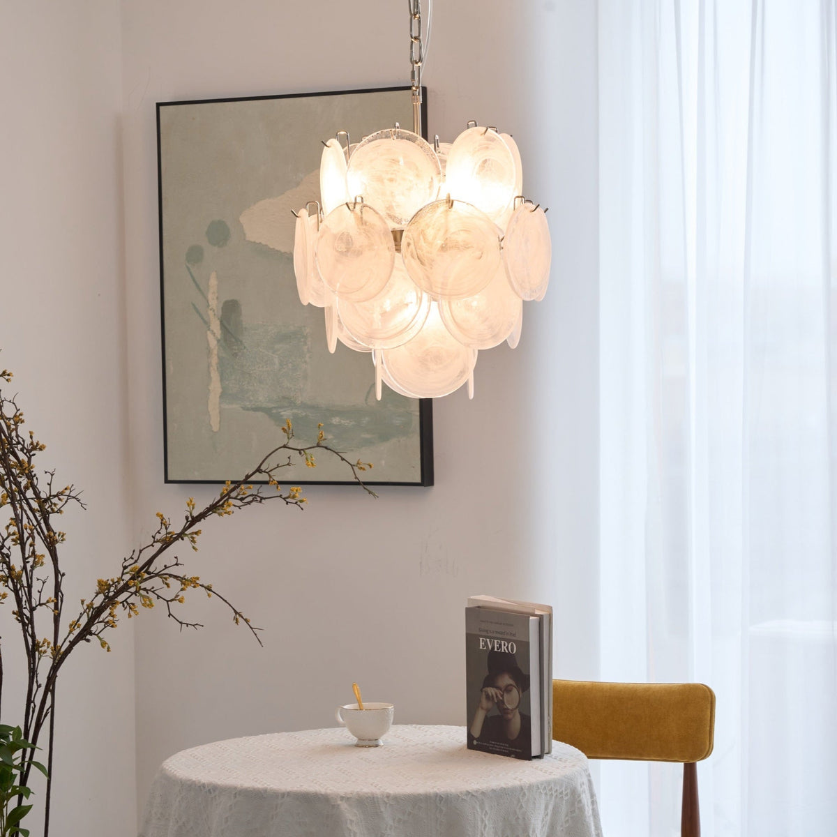 Melenna Lustre Abricot Murano Verre Disque Superposé Artistique