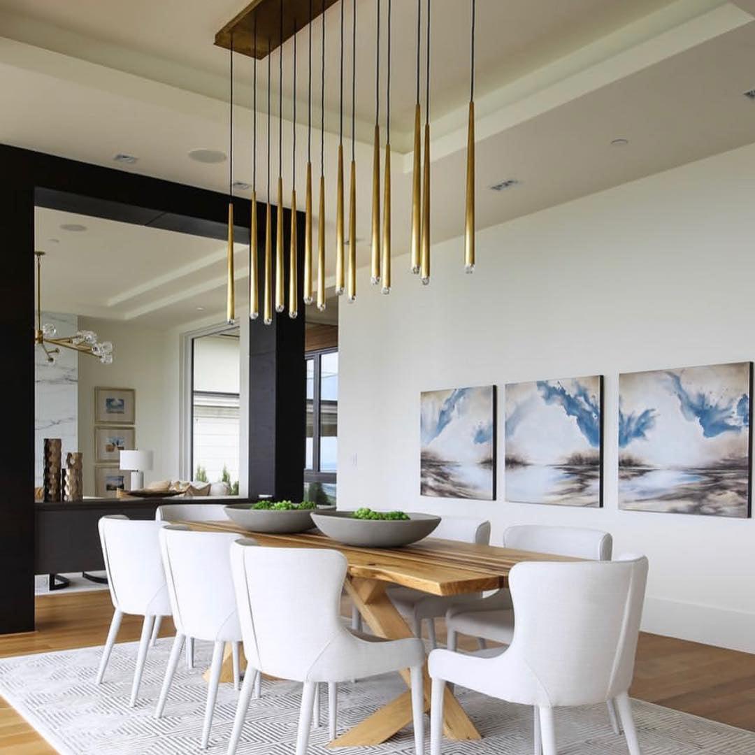 Chandelier with Polished Brass and Crystal Shades Minimalist-Neutral Decor