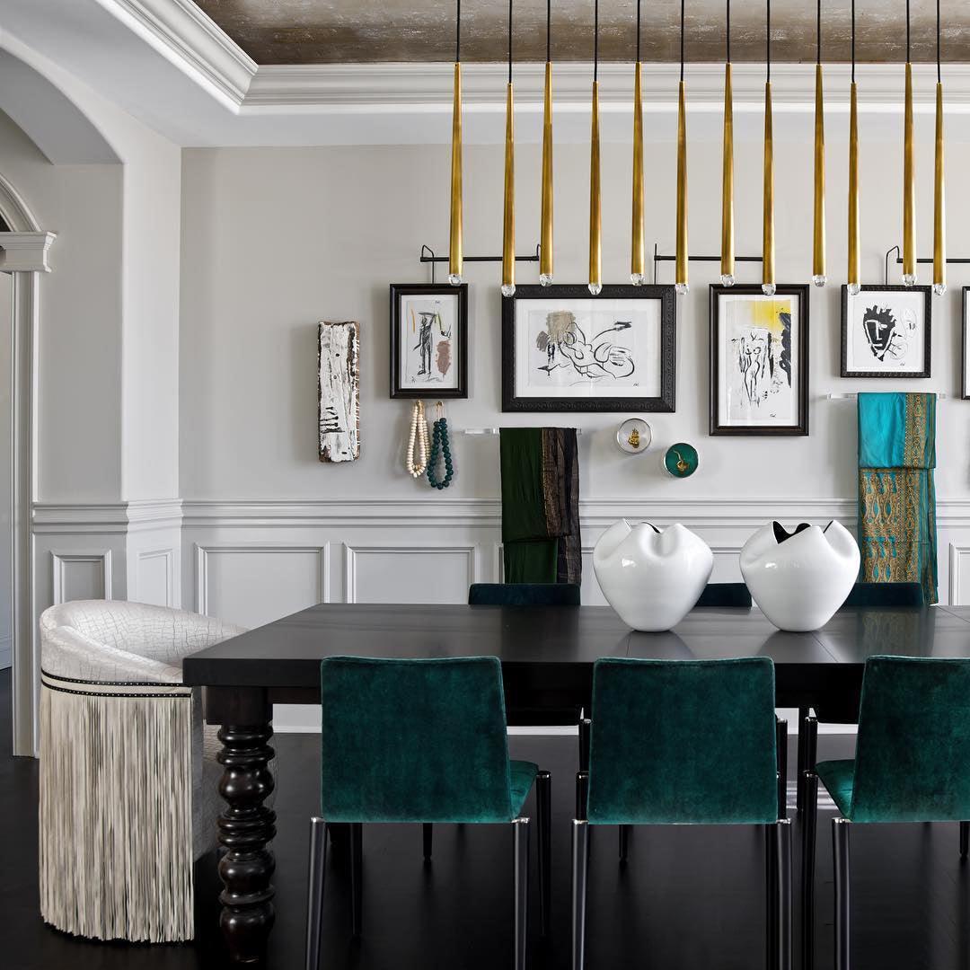 Chandelier with Polished Brass and Crystal Shades Minimalist-Neutral Decor