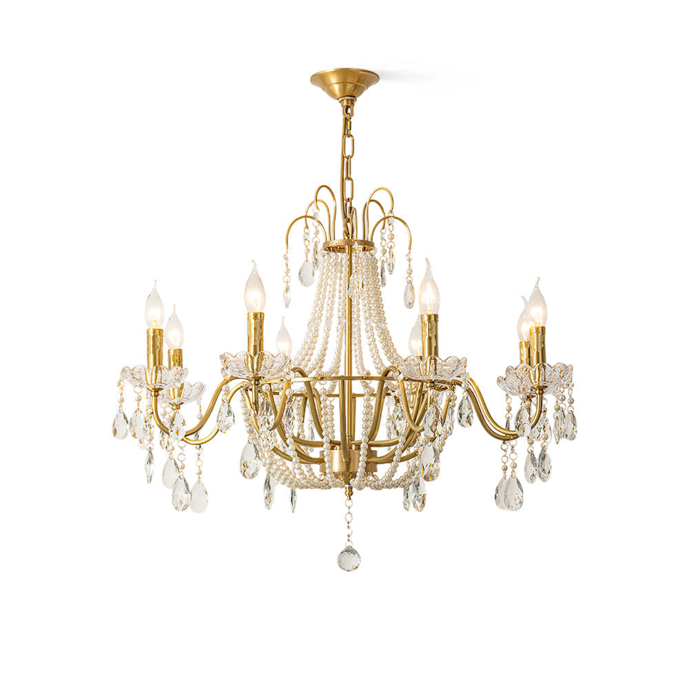 Arcadia Crystal Chandelier with gold finish and clear crystals.