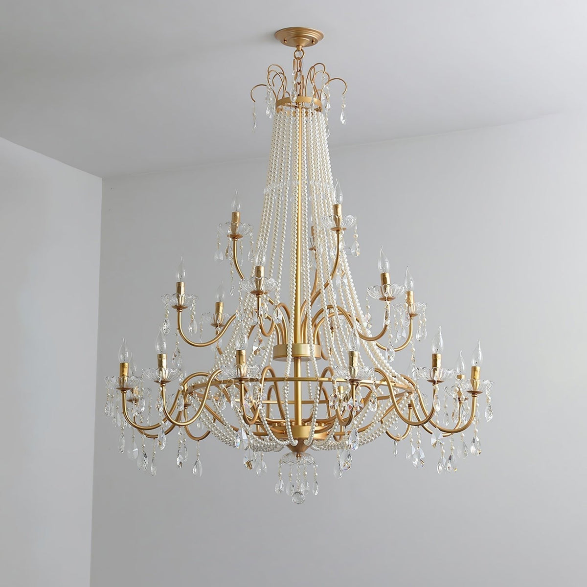 Eurvaros Lustre vintage en cristal et laiton