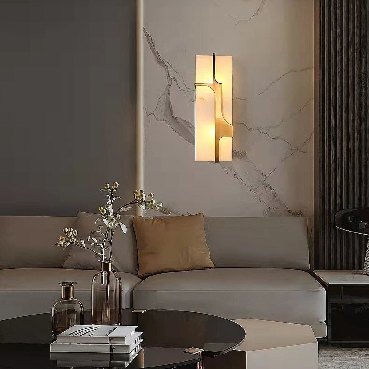 Ariel Wall Lamp Alabaster & Brass Elegance-Neutral Decor