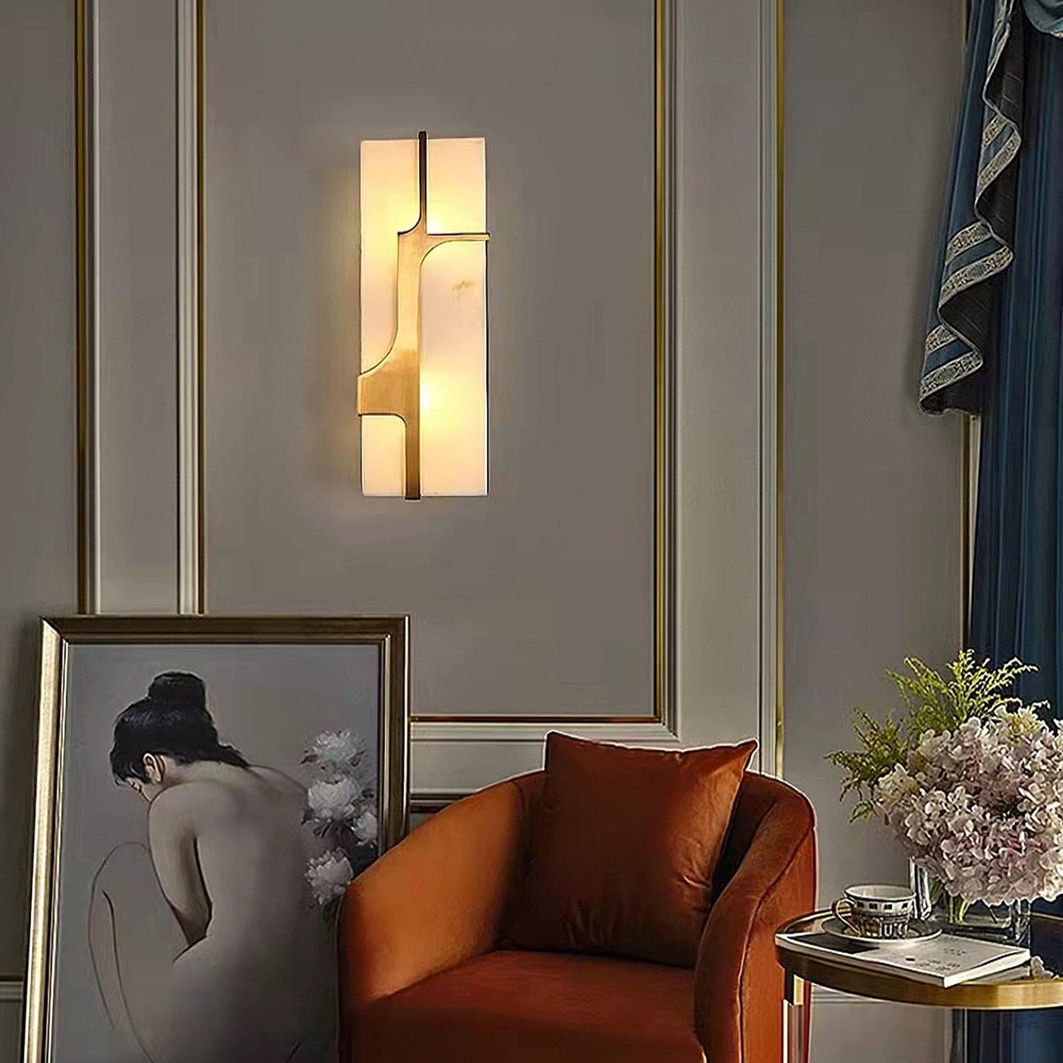 Ariel Wall Lamp Alabaster & Brass Elegance-Neutral Decor