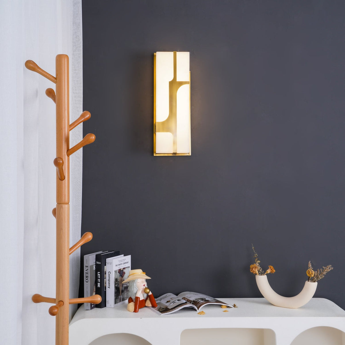 Ariel Wall Lamp Alabaster & Brass Elegance-Neutral Decor