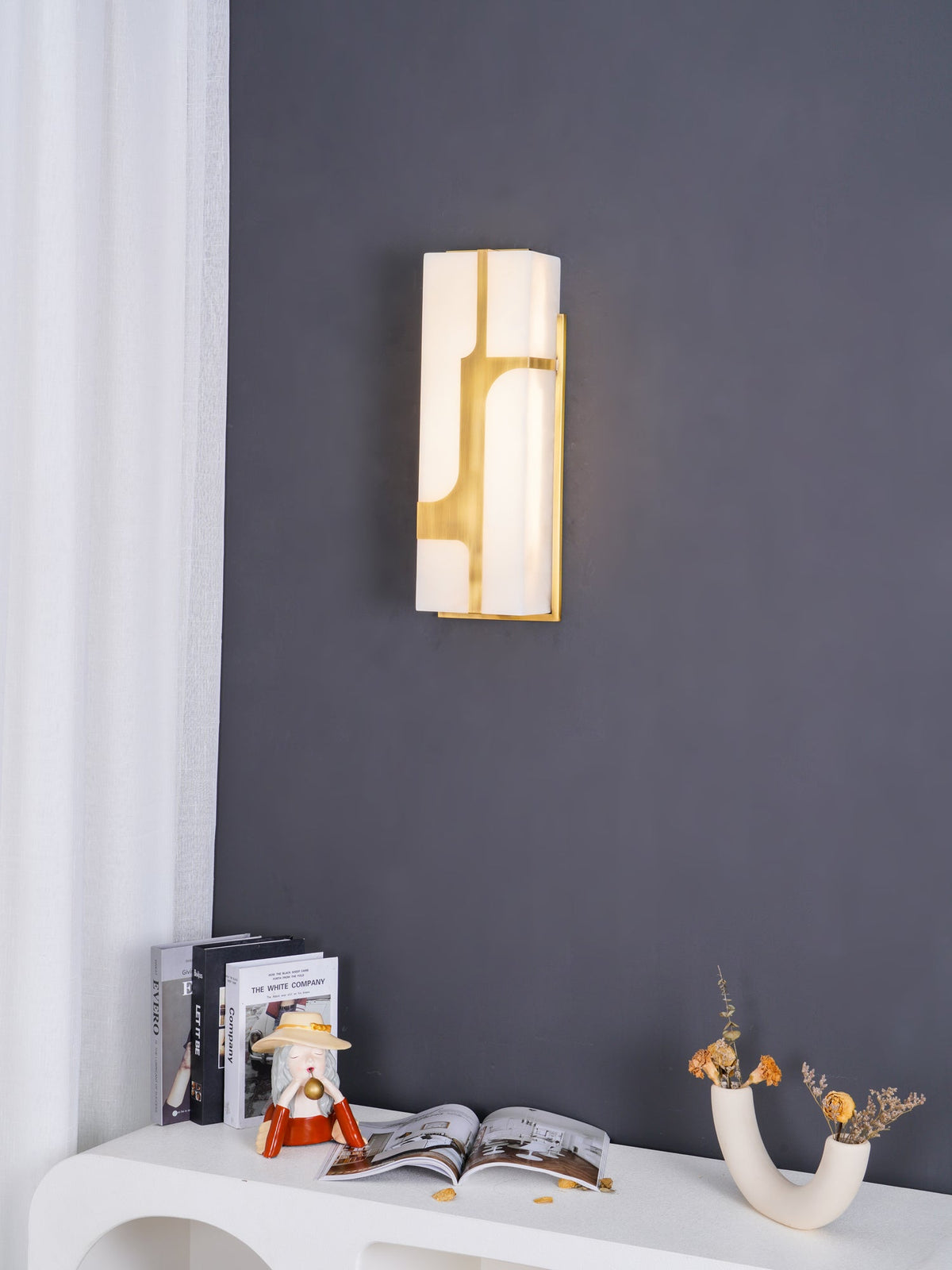 Ariel Wall Lamp Alabaster & Brass Elegance-Neutral Decor
