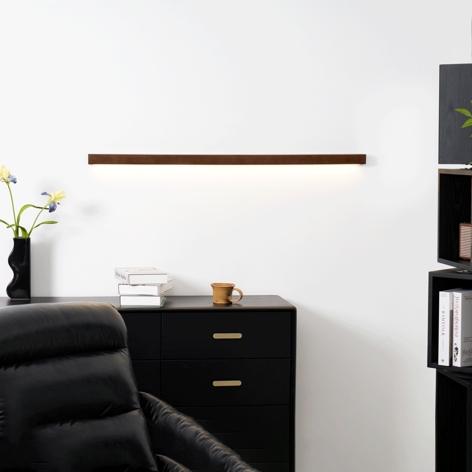 Seveny Applique Murale Linéaire Bois et LED Design Minimaliste-Cielum