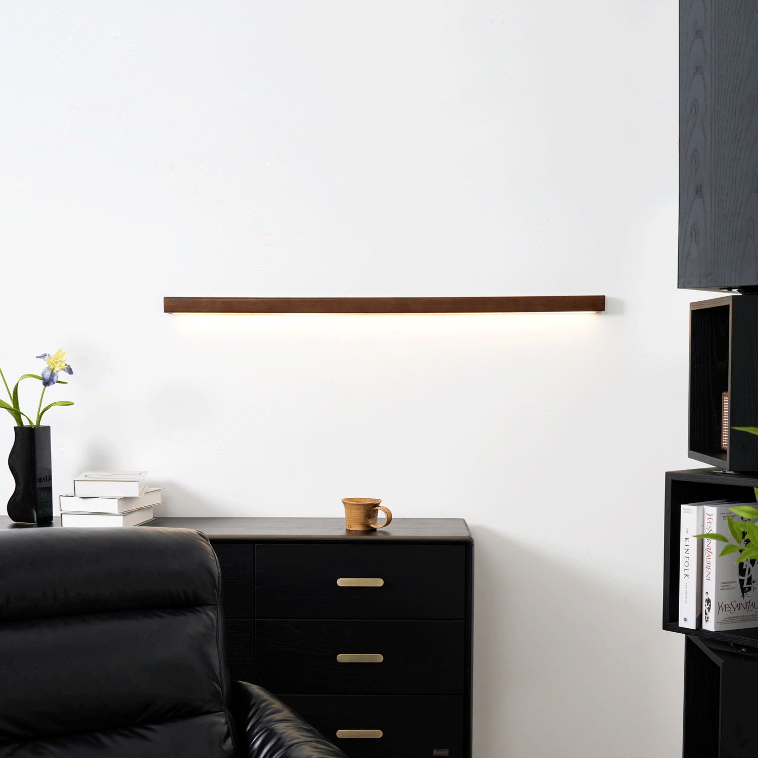 Seveny Applique Murale Linéaire Bois et LED Design Minimaliste-Cielum