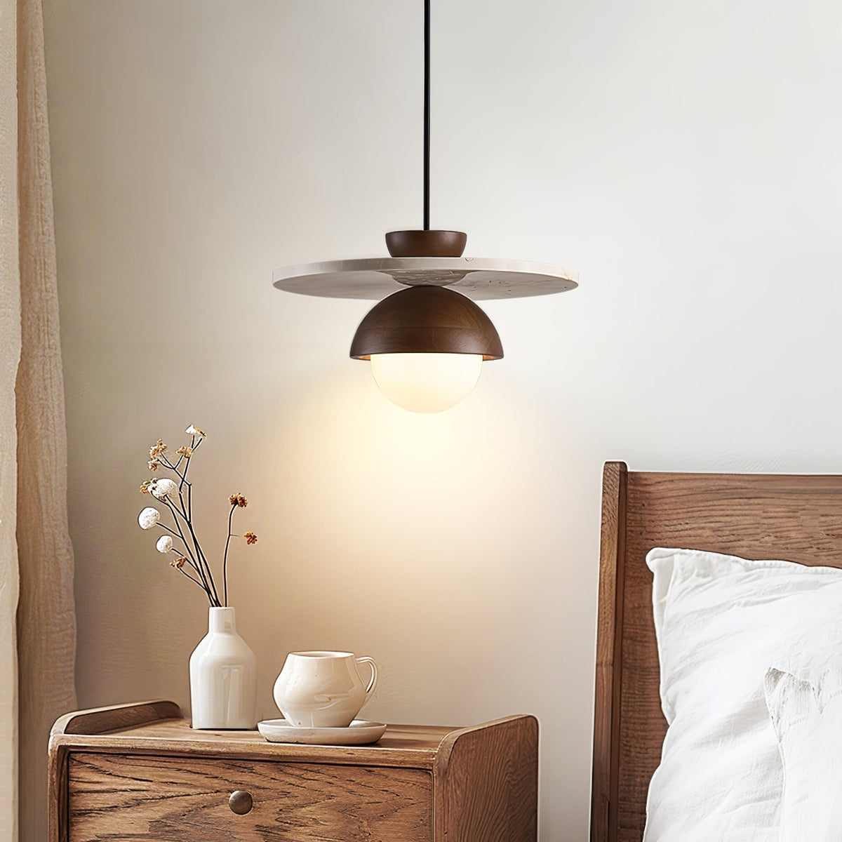 Edriel Travertin Verre Pendentif Lumière Design