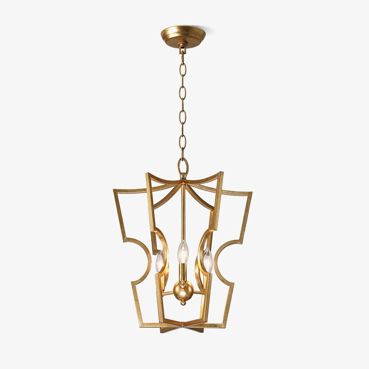 Mavien Lustre Cadre Lanternes Doré