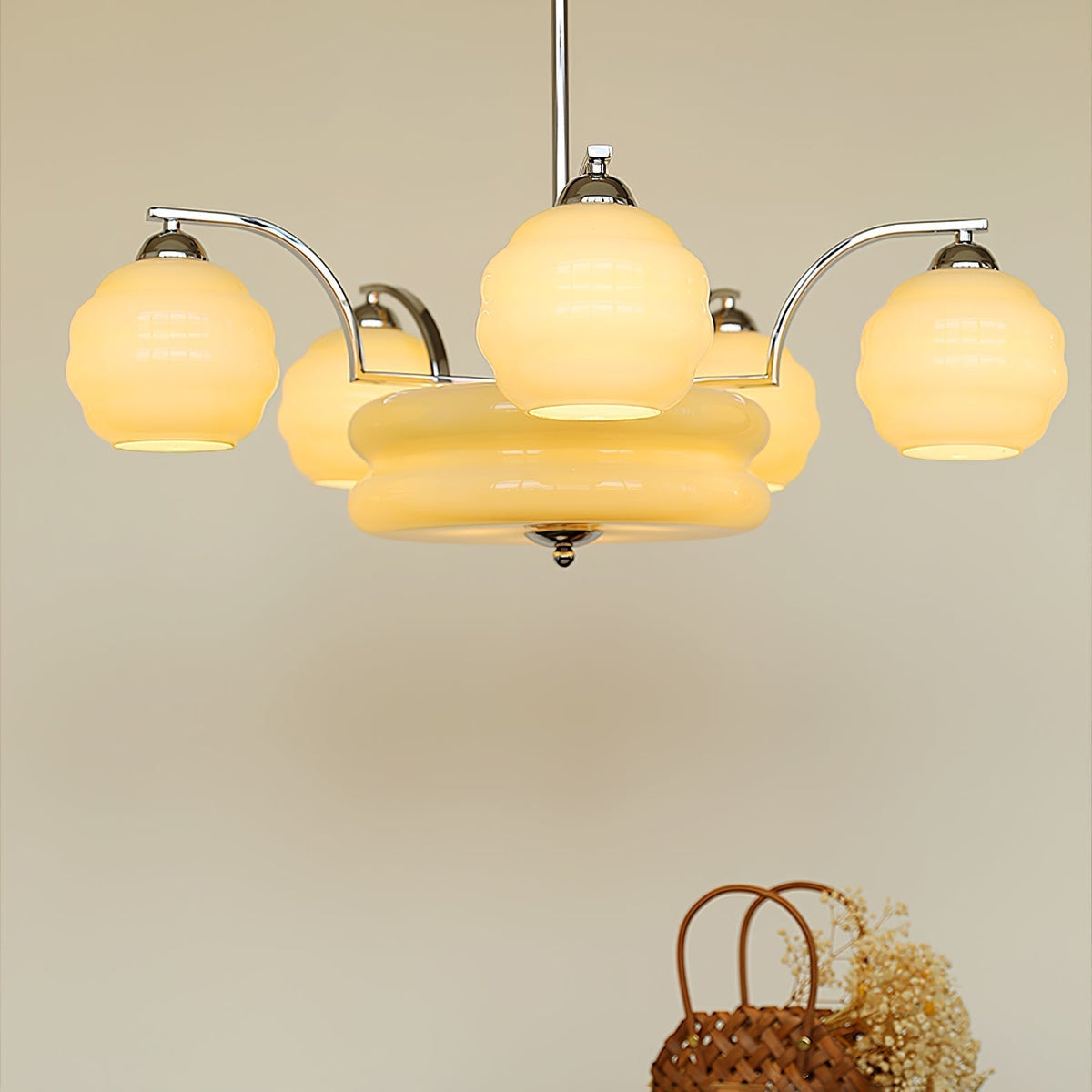Eviona Lustre Art Déco Vintage avec Abat-jour en Verre