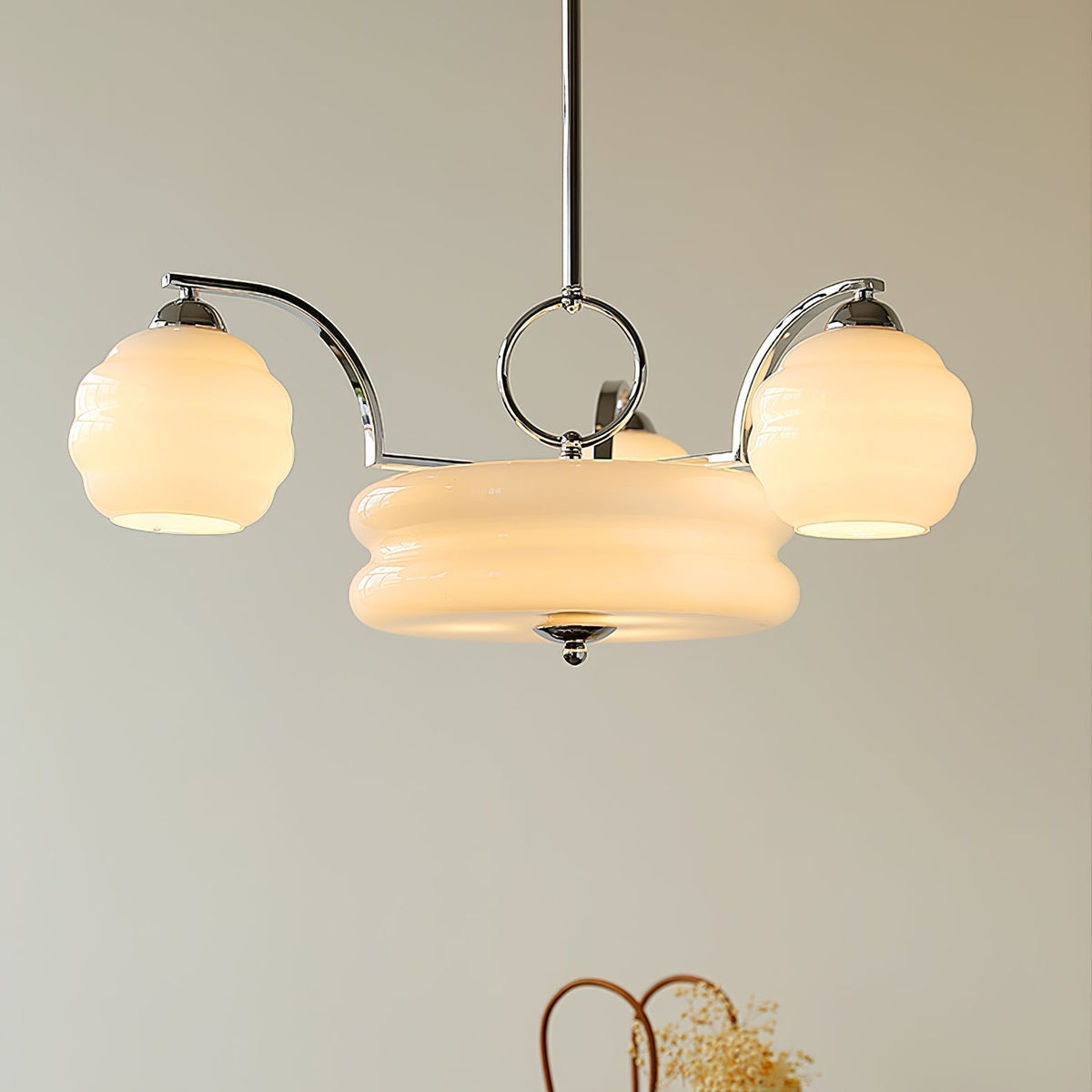 Eviona Lustre Art Déco Vintage avec Abat-jour en Verre