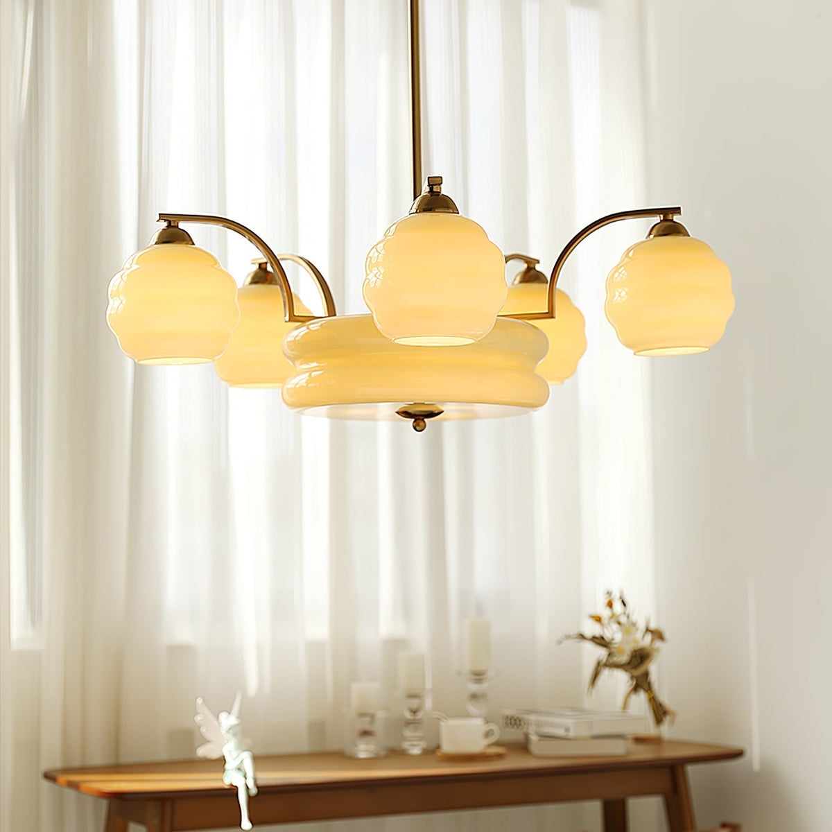 Eviona Lustre Art Déco Vintage avec Abat-jour en Verre