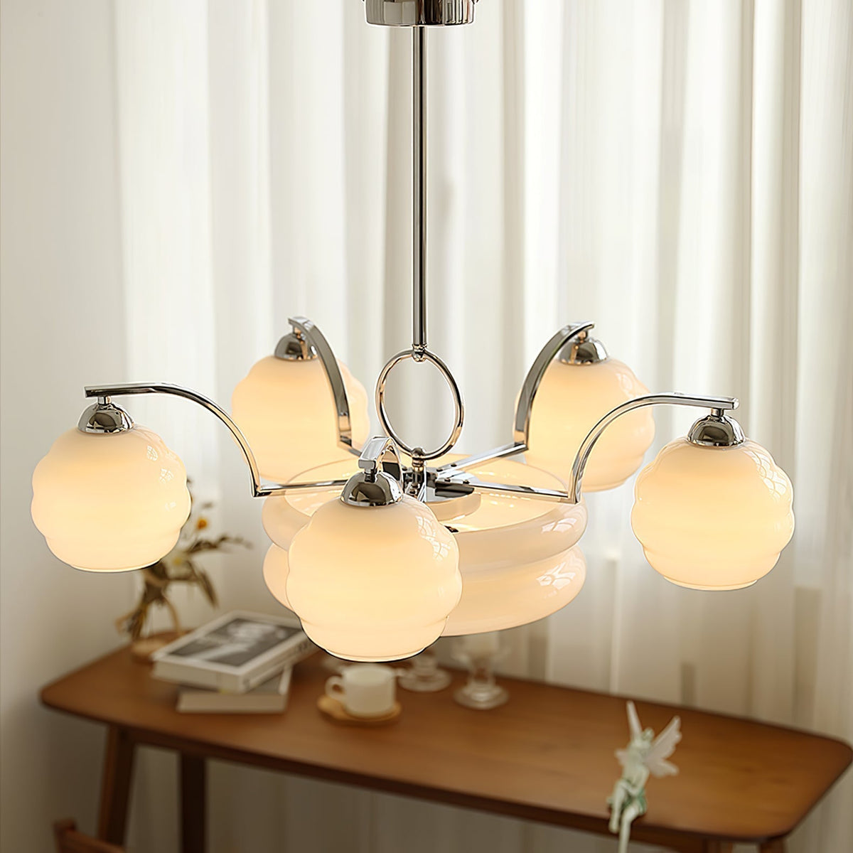 Eviona Lustre Art Déco Vintage avec Abat-jour en Verre
