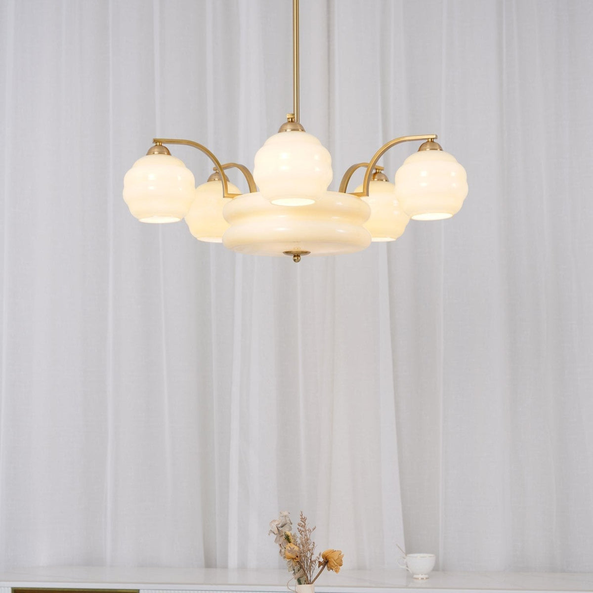 Eviona Lustre Art Déco Vintage avec Abat-jour en Verre