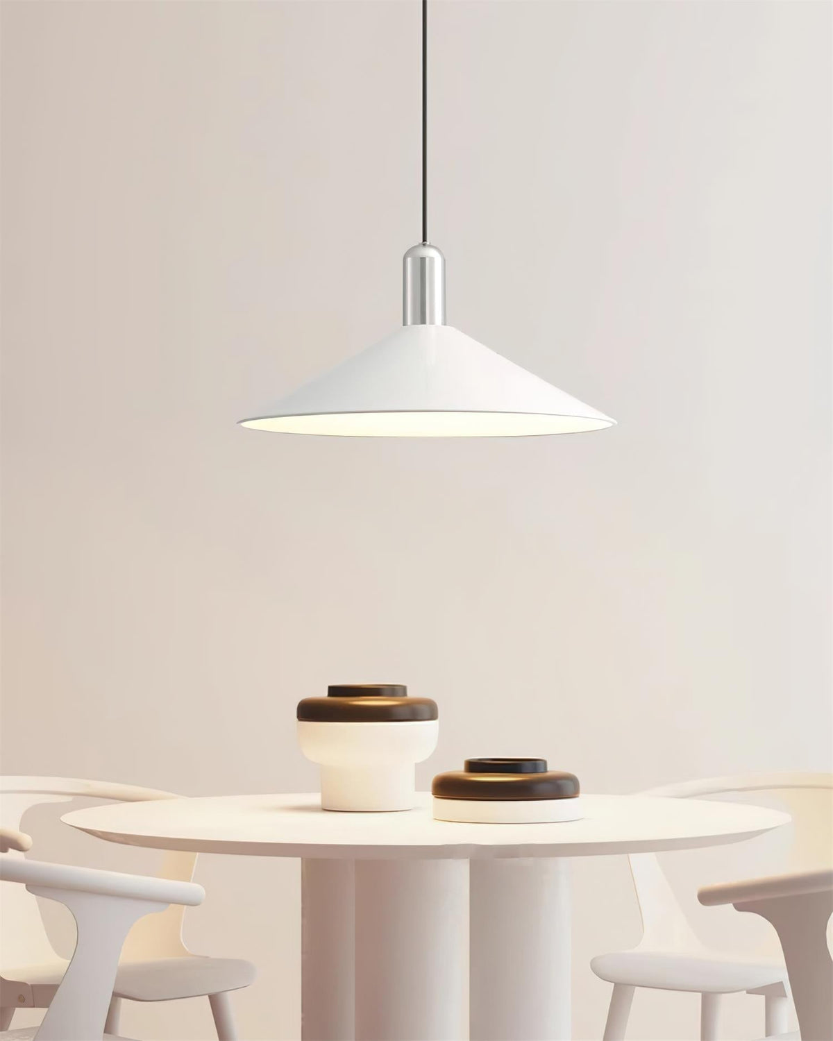 Pendant Light LED Minimalist Cone Hanging Lamp for Kitchen Dining-Neutral Decor