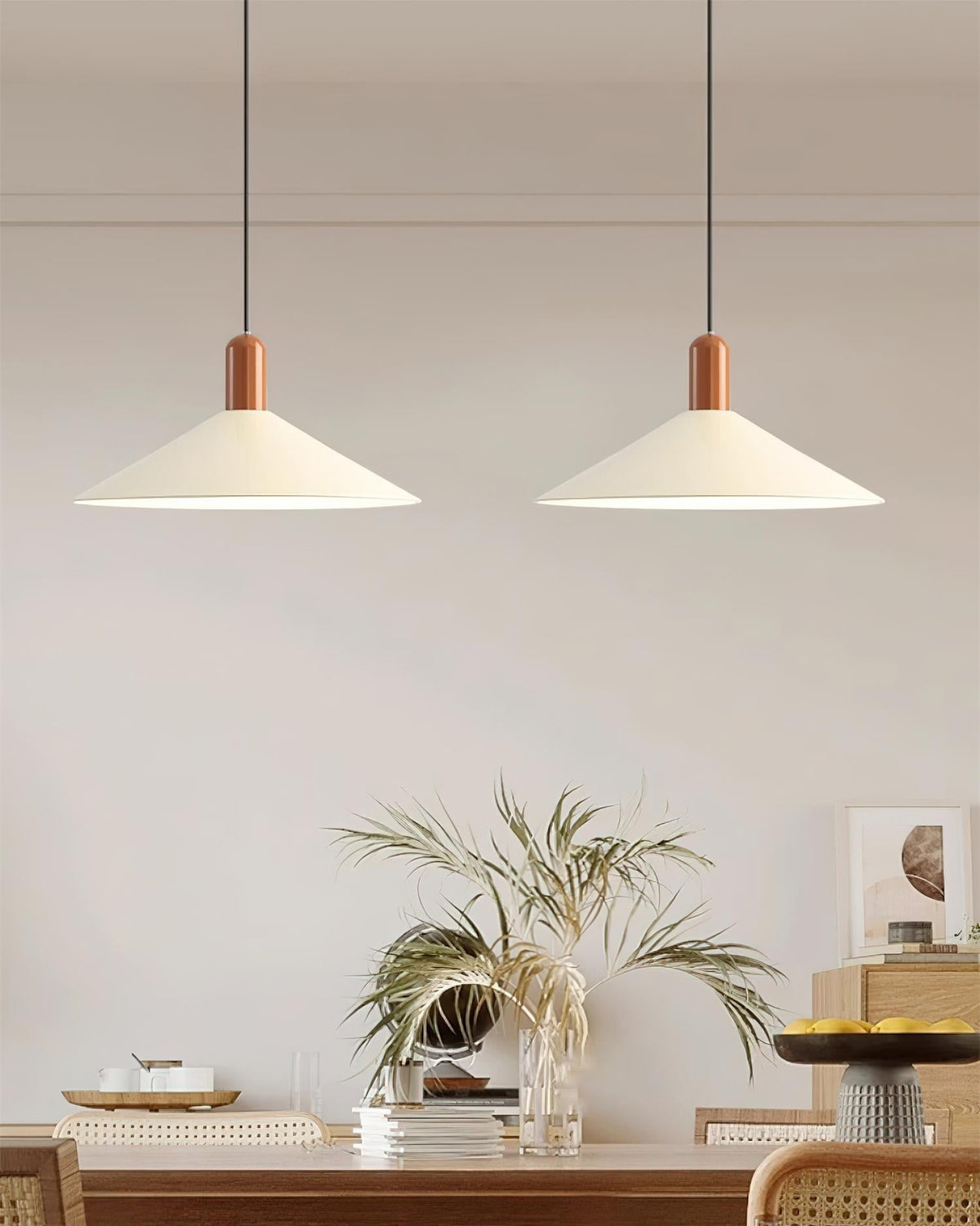 Pendant Light LED Minimalist Cone Hanging Lamp for Kitchen Dining-Neutral Decor