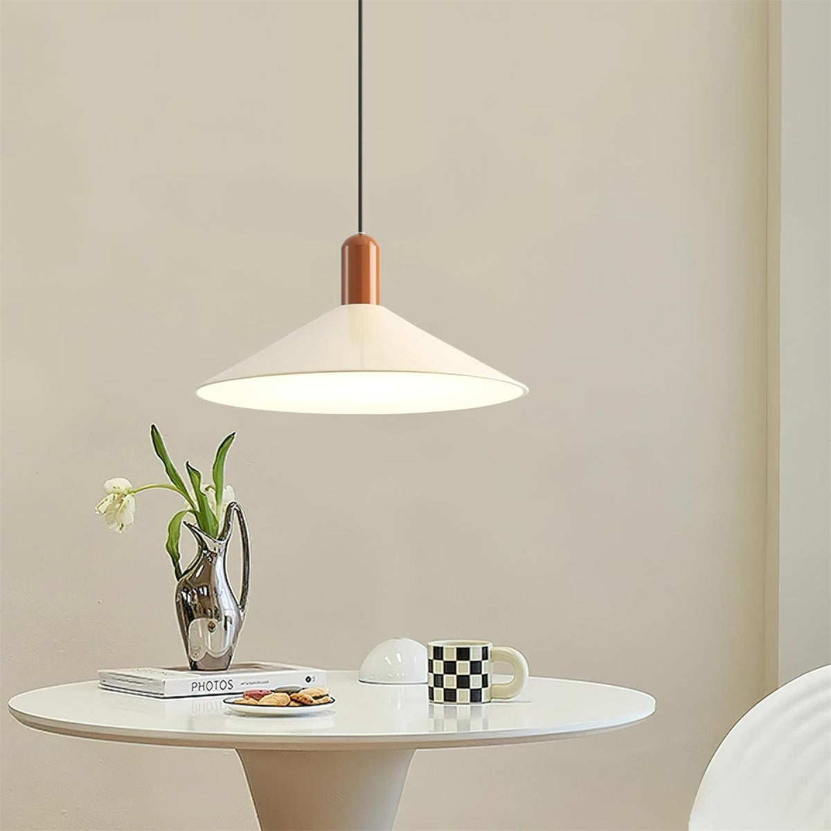Pendant Light LED Minimalist Cone Hanging Lamp for Kitchen Dining-Neutral Decor