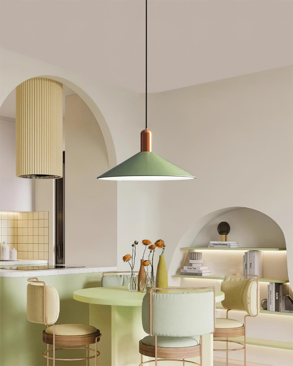 Pendant Light LED Minimalist Cone Hanging Lamp for Kitchen Dining-Neutral Decor
