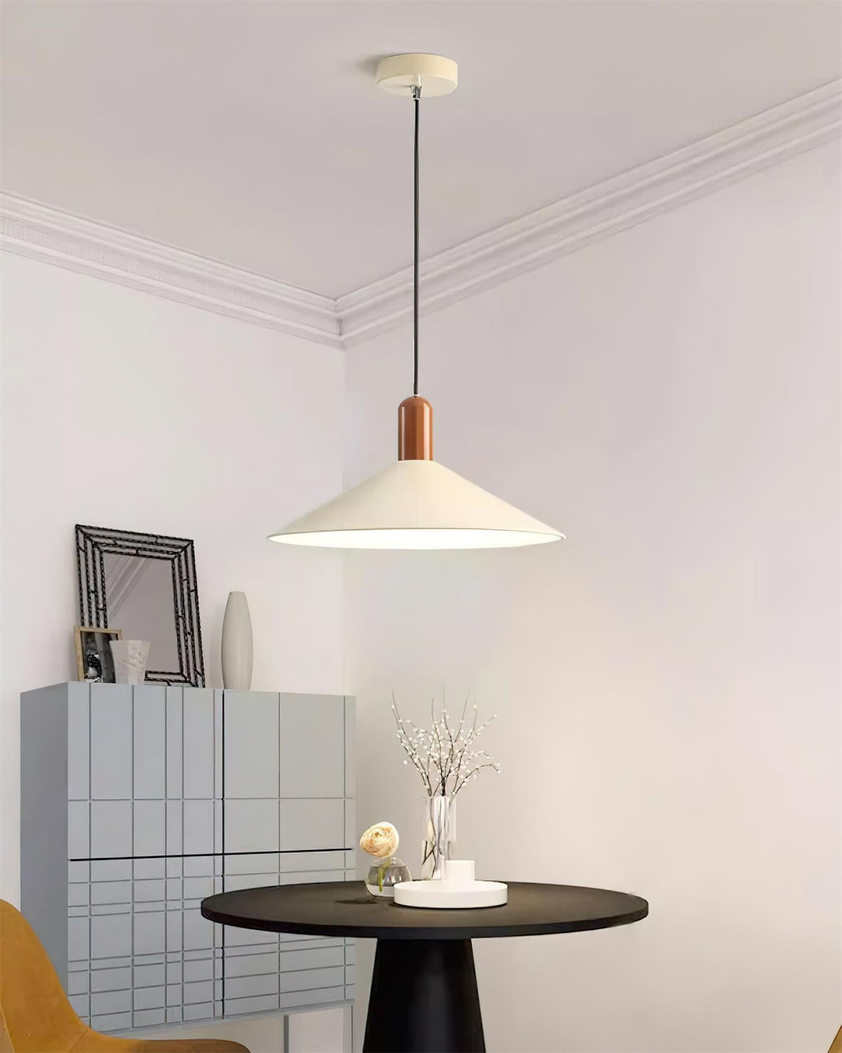 Pendant Light LED Minimalist Cone Hanging Lamp for Kitchen Dining-Neutral Decor