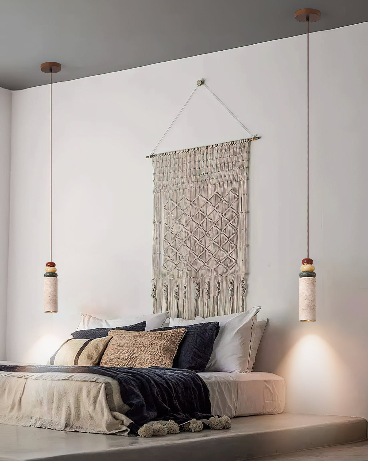 Auron Pendant Lamp Yellow travertine Marble-Neutral Decor