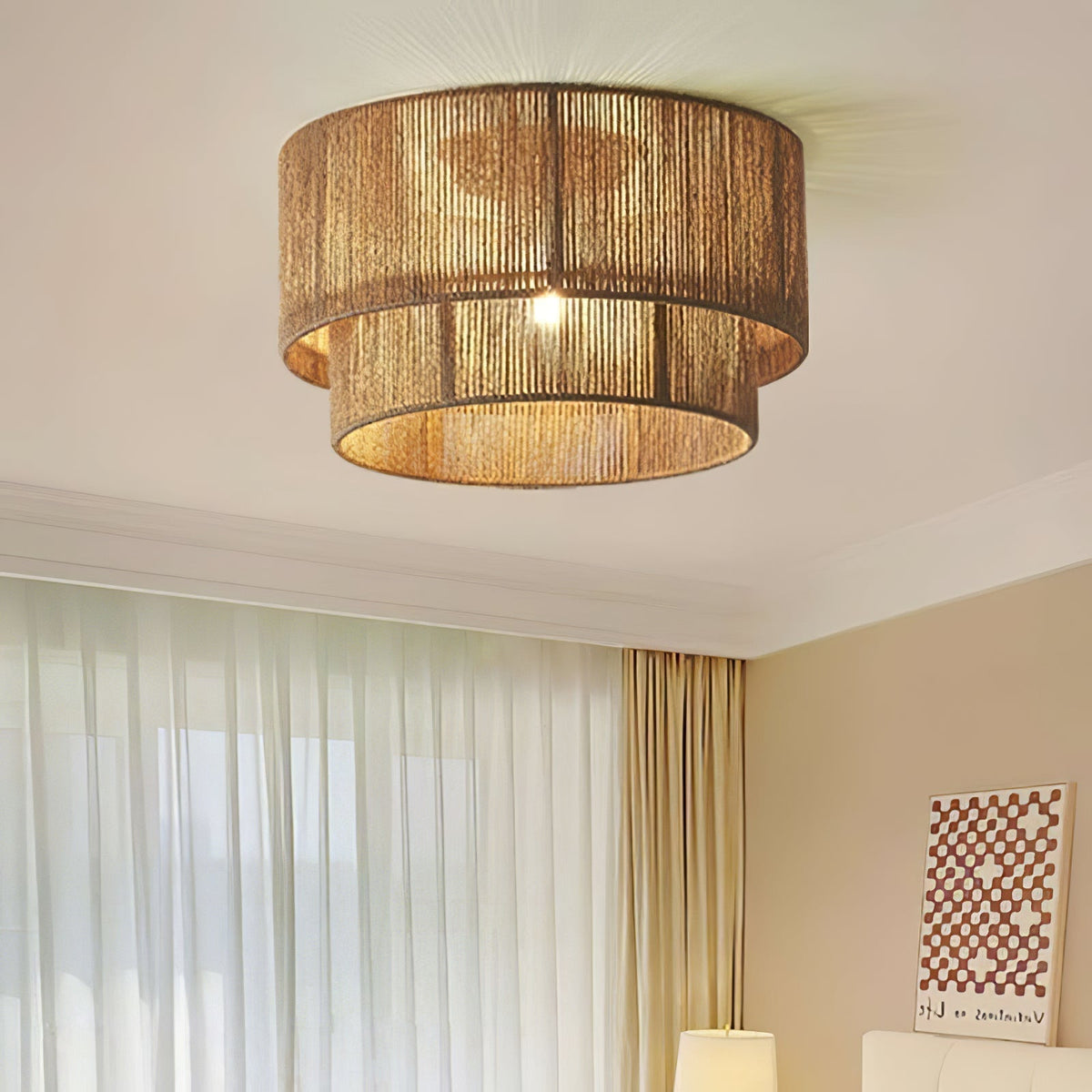 Dareneya Lampe Plafonnier Tissée Naturelle Élégance