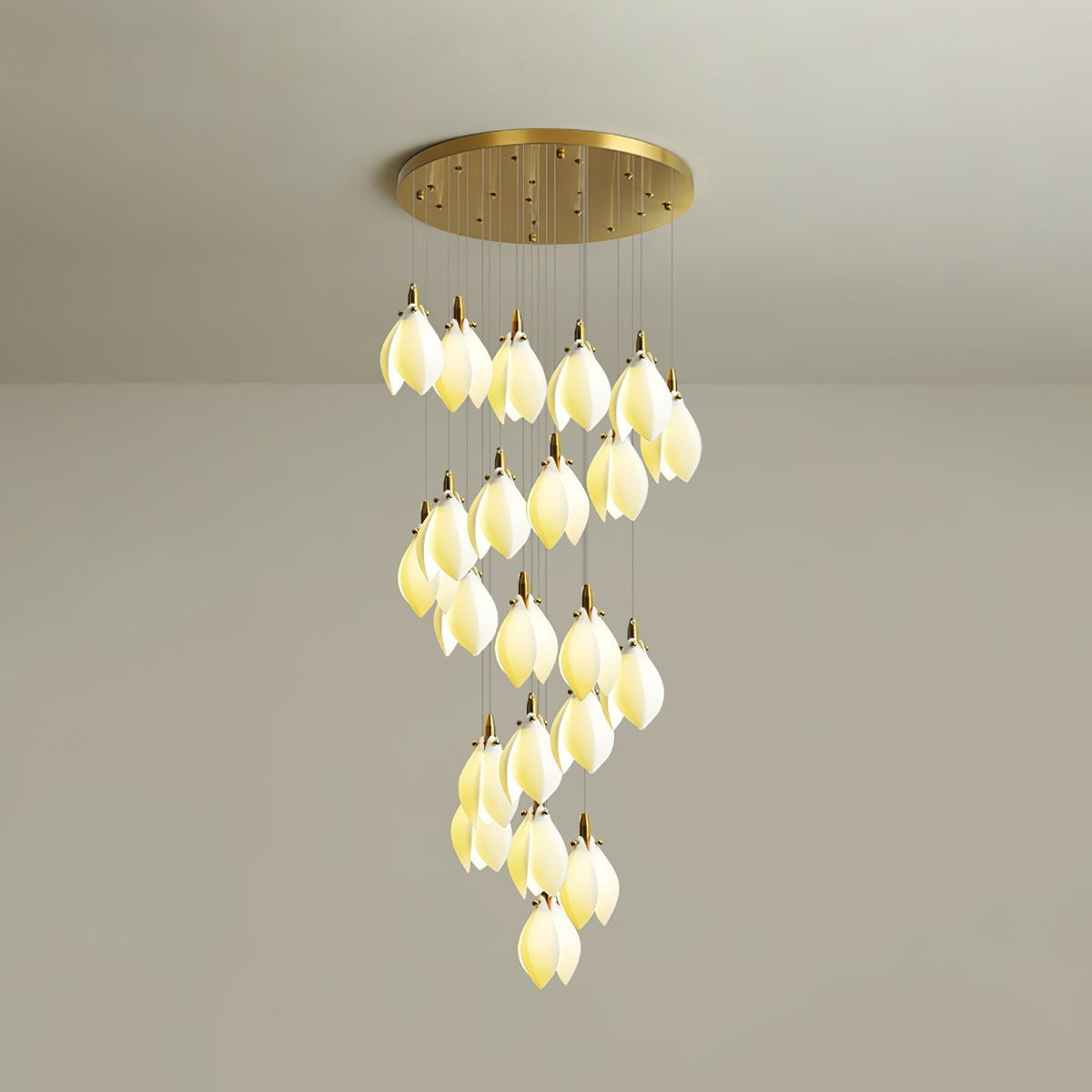 Caphayra Lustre en Céramique Florale et Laiton