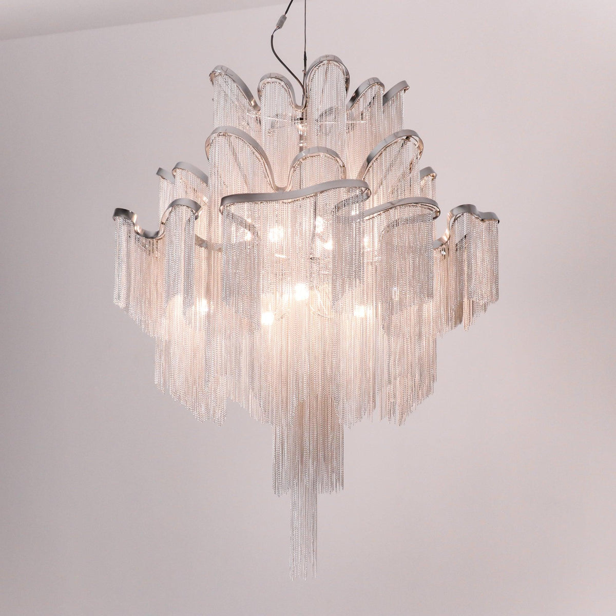 Ivararia Suspension Lampe Chaîne en Nickel Coulant