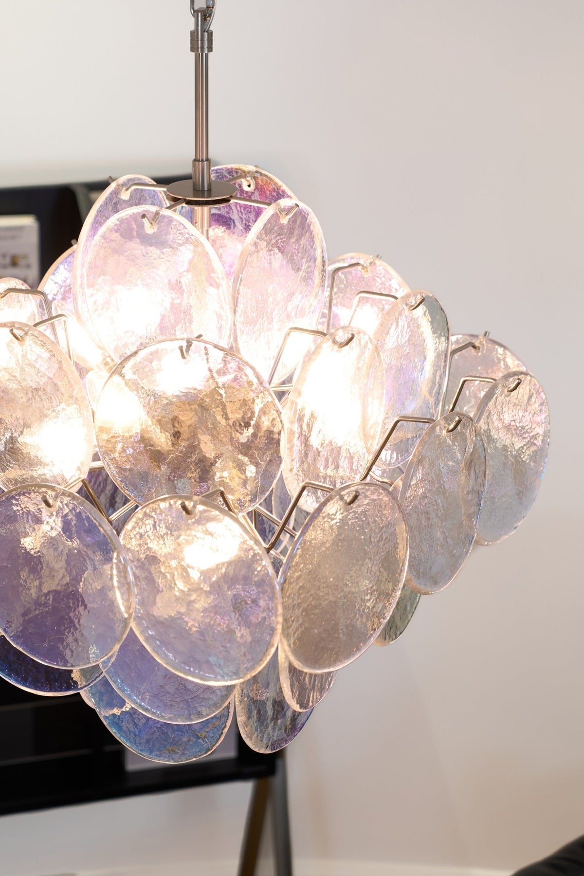 Liorora Lustre Iridescent Murano Disque Superposé