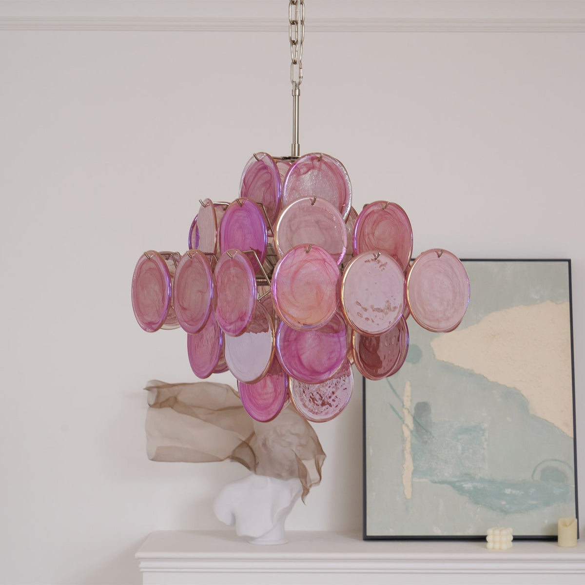 Brinivia Lustre Rose Verre Disque Superposé Romantique