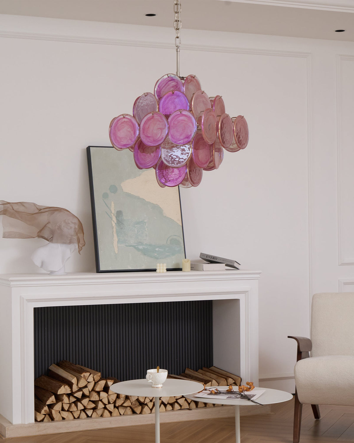 Brinivia Lustre Rose Verre Disque Superposé Romantique