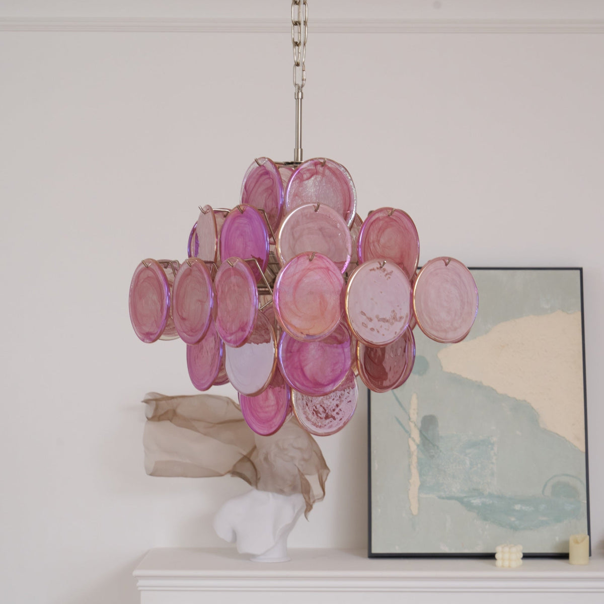 Brinivia Lustre Rose Verre Disque Superposé Romantique