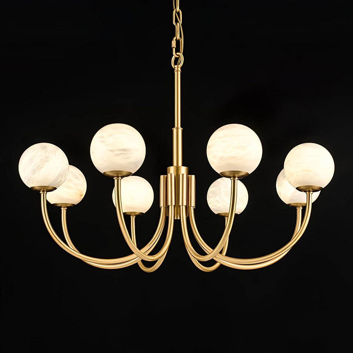Mjolkuvys Moderne Minimaliste Globe Laiton Albâtre Lustre