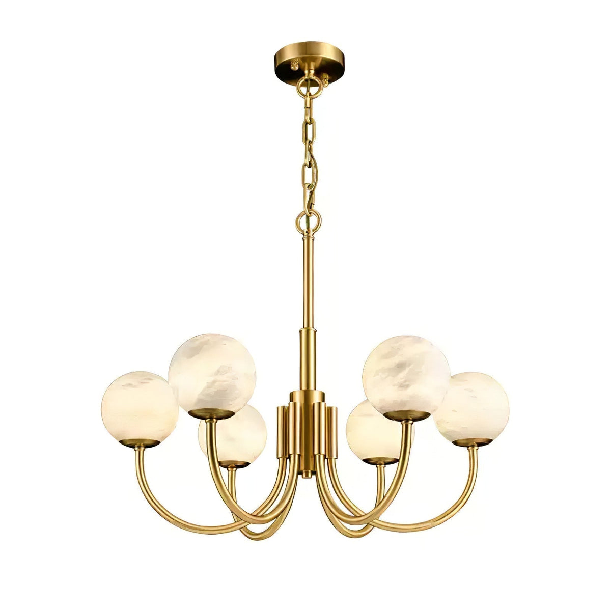 Mjolkuvys Moderne Minimaliste Globe Laiton Albâtre Lustre