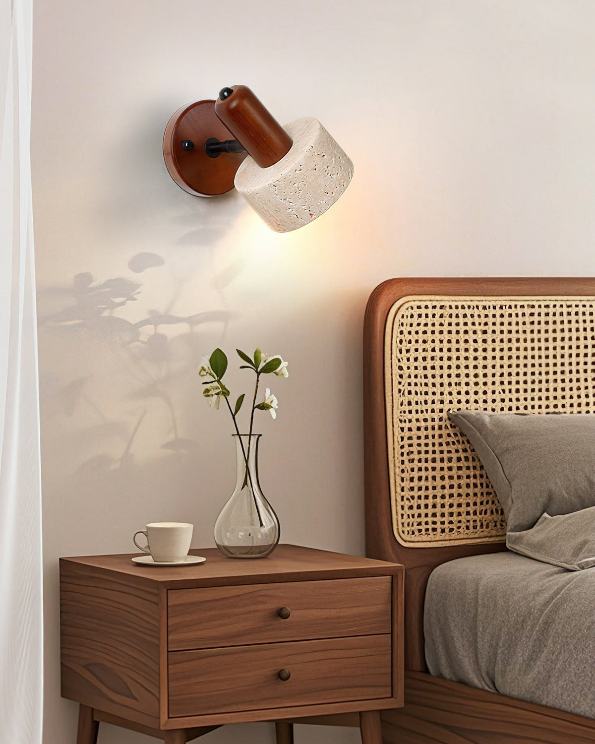 Angled shot of the Aureole Wall Light showcasing its organic modern design.