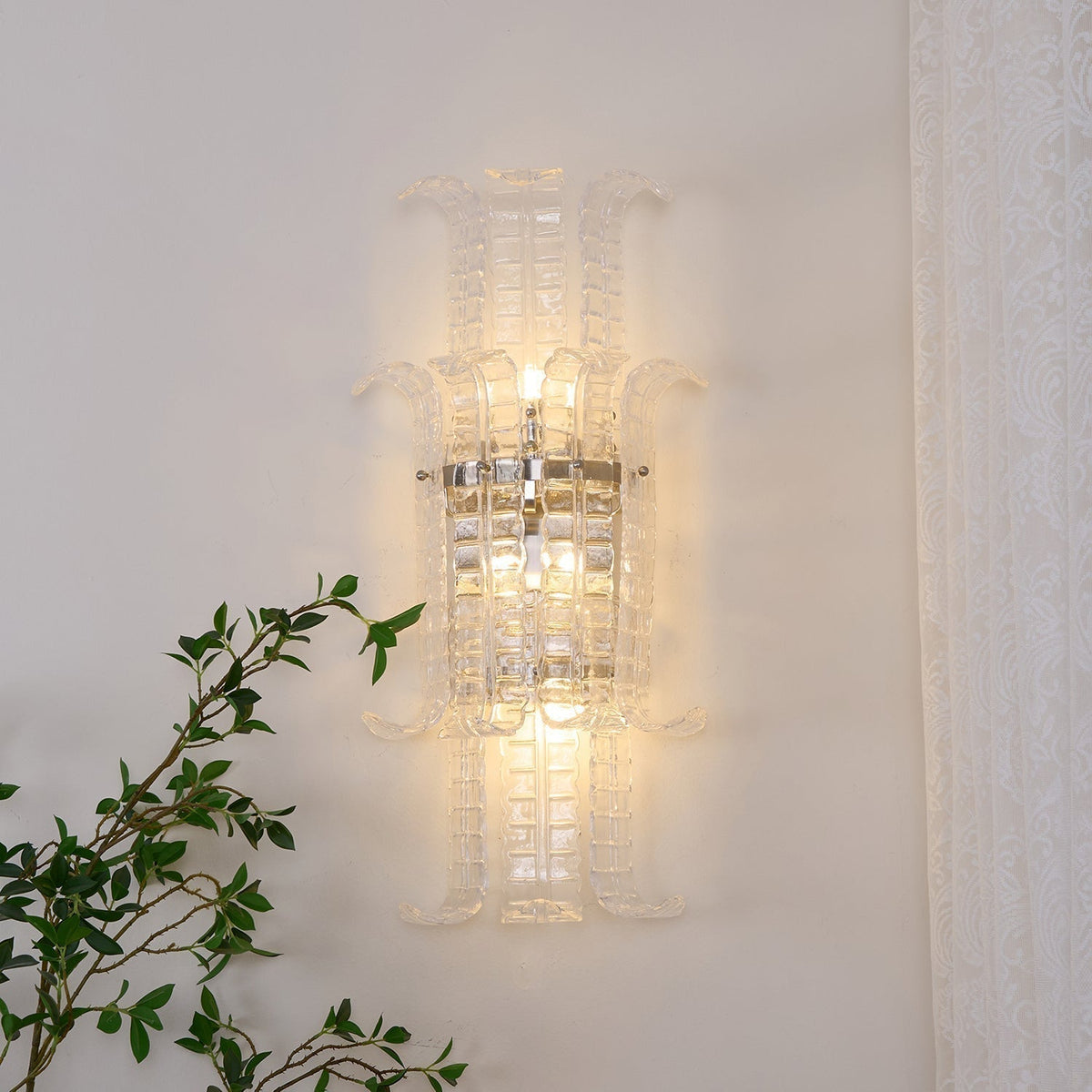 Bastius Applique Murale en Verre de Murano Transparent