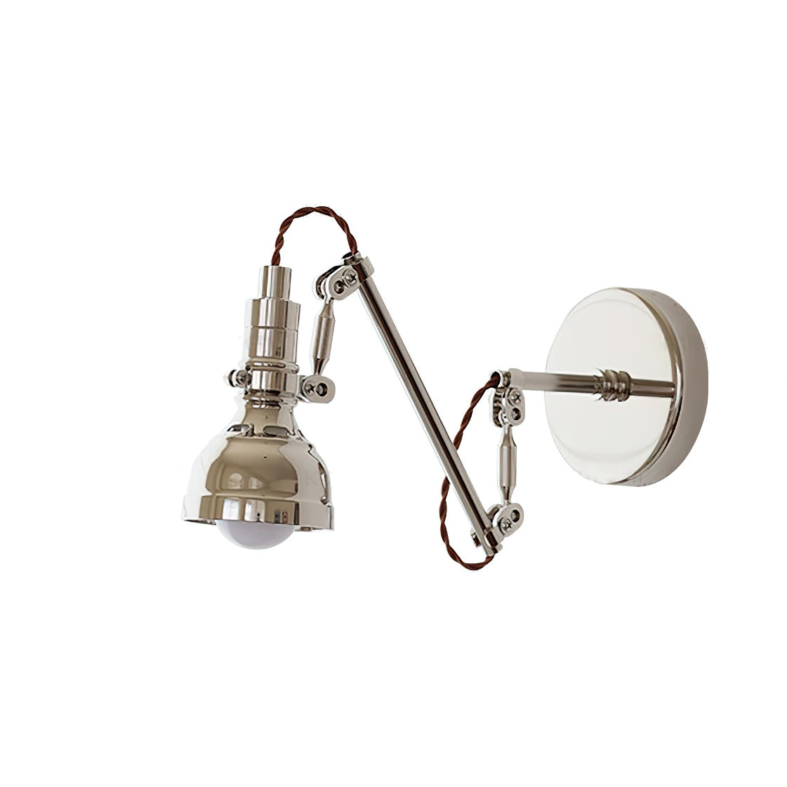 The Avonni Swing Arm Wall Lamp against a dark, textured wall.