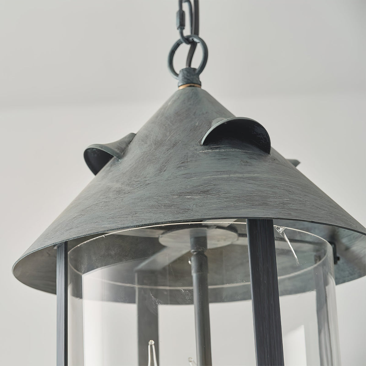 Tinduvyh Ancien Industriel Métal Verre Lanterne Suspension