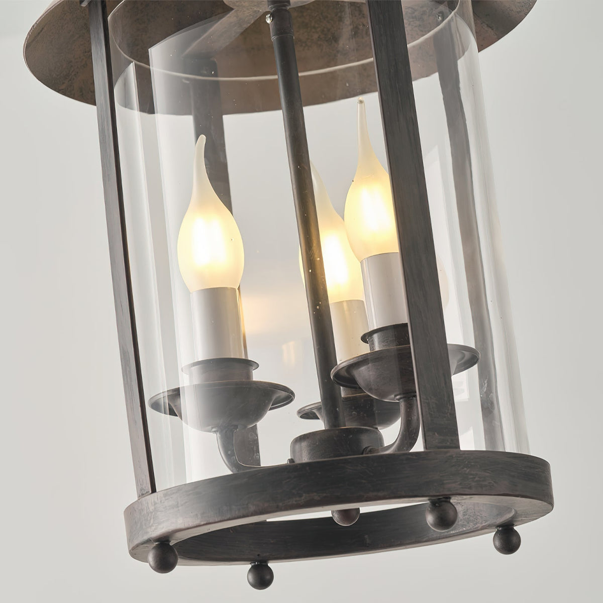 Tinduvyh Ancien Industriel Métal Verre Lanterne Suspension