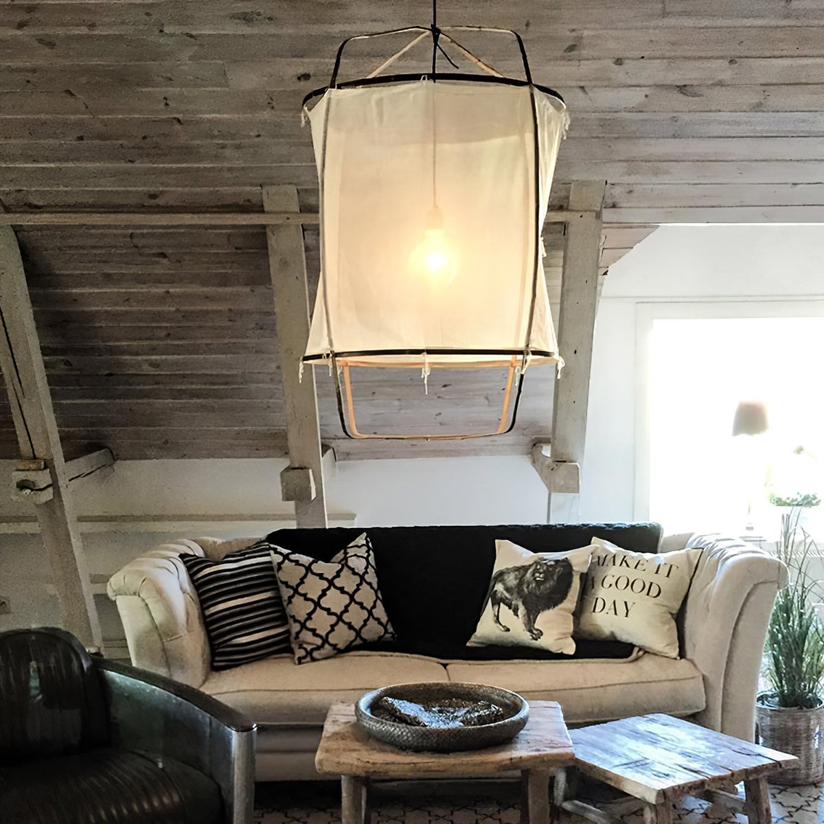 Nerista Suspension Abat-jour en Bambou pour Salon