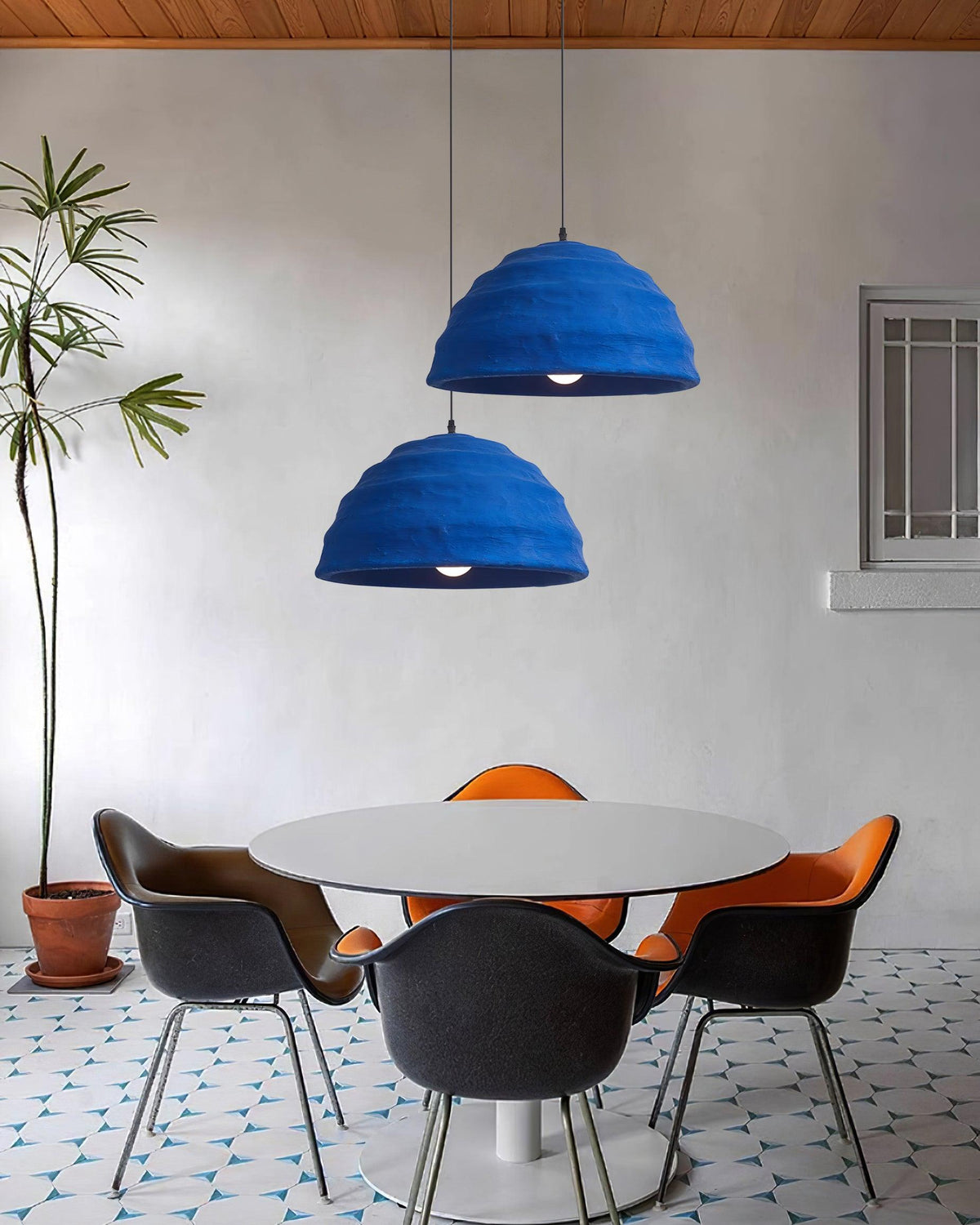 Pendant Lamp Dome Shade Blue Industrial-Neutral Decor