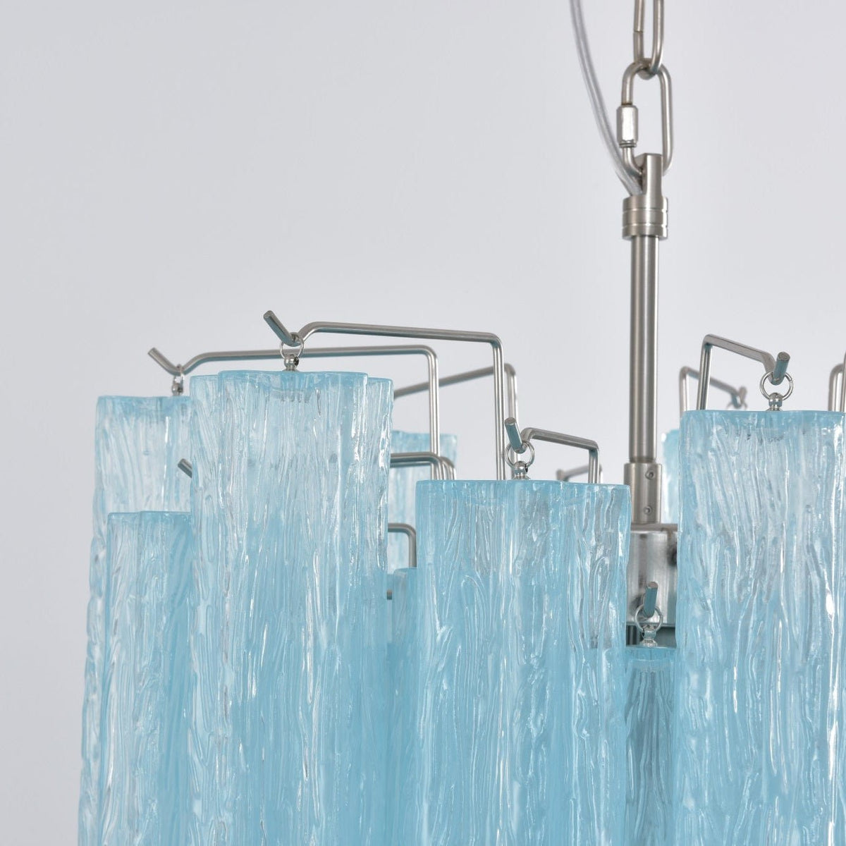 Wilira Lustre Azzura En Verre De Murano Tubes Style Côtier