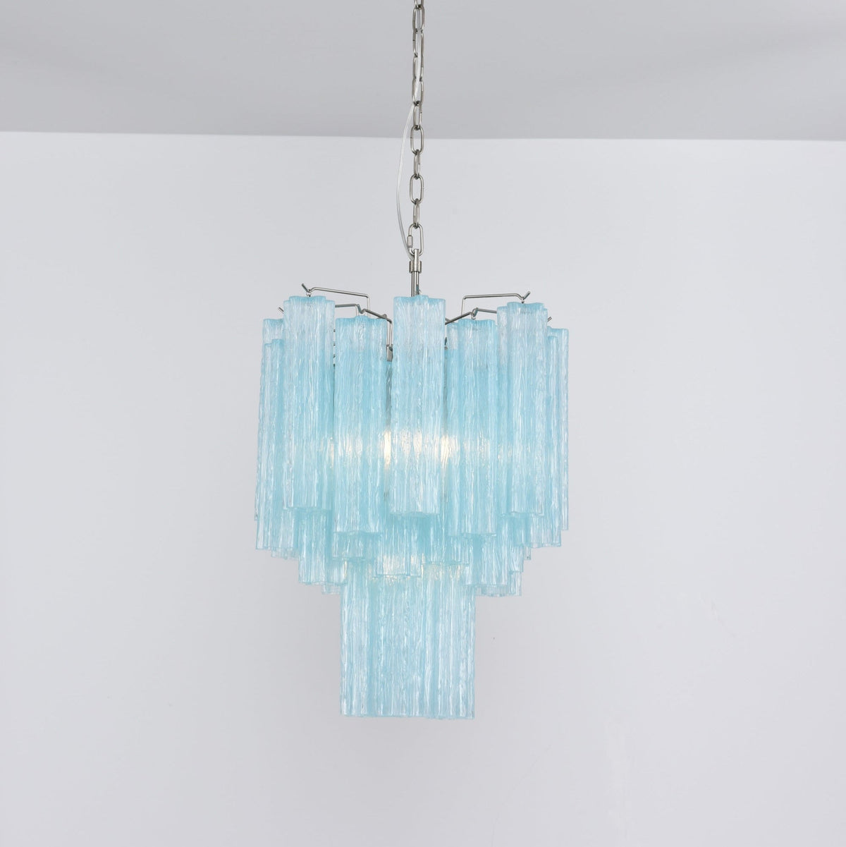 Wilira Lustre Azzura En Verre De Murano Tubes Style Côtier