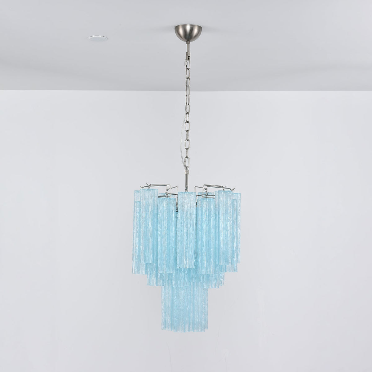 Wilira Lustre Azzura En Verre De Murano Tubes Style Côtier